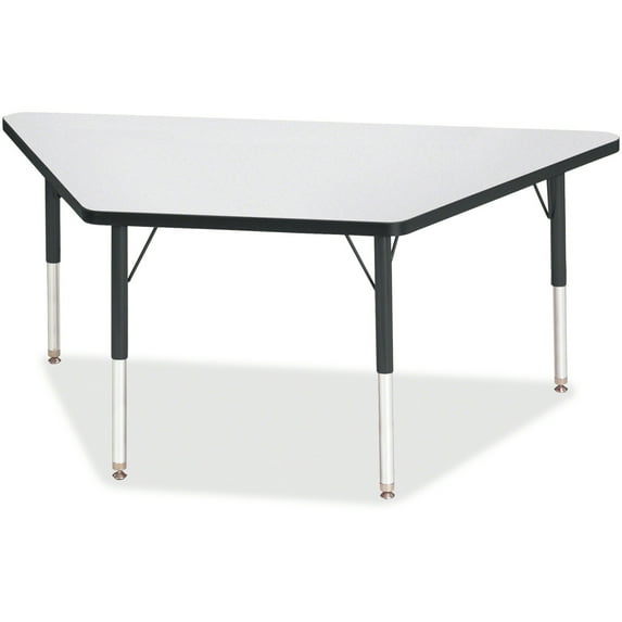 Trapezoid Activity Tables - 30" X 60", E-height - Freckled Gray/Black/Black