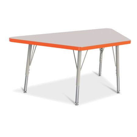Trapezoid Activity Tables - 24" X 48", E-height - Freckled Gray/Orange/Gray
