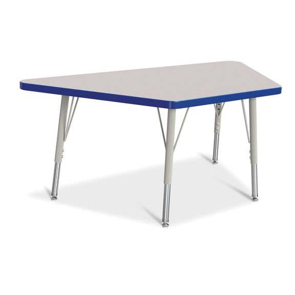 Trapezoid Activity Tables - 24" X 48", E-height - Freckled Gray/Blue/Gray