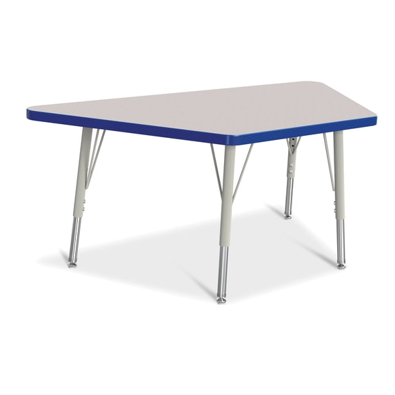 Trapezoid Activity Tables - 24" X 48", E-height - Freckled Gray/Blue/Gray