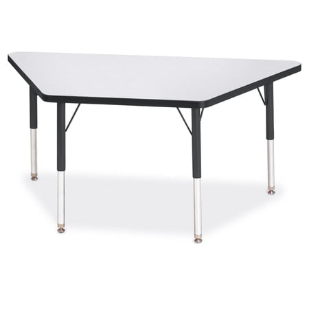 Trapezoid Activity Tables - 24" X 48", E-height - Freckled Gray/Black/Black