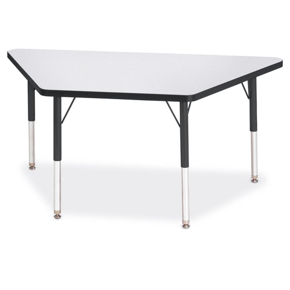 Trapezoid Activity Tables - 24" X 48", E-height - Freckled Gray/Black/Black