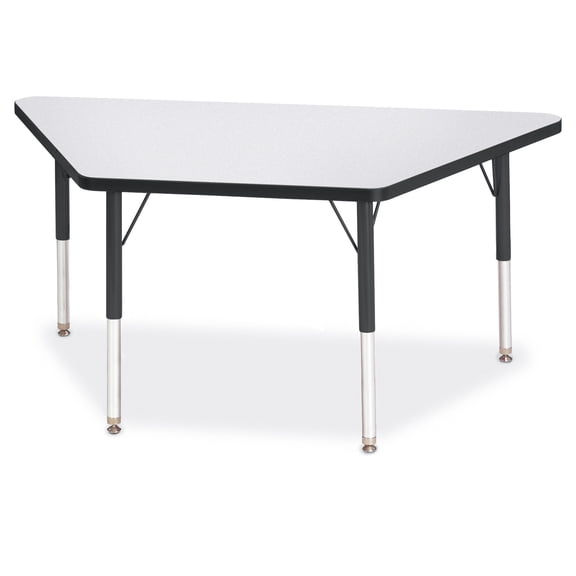 Trapezoid Activity Tables - 24" X 48", E-height - Freckled Gray/Black/Black
