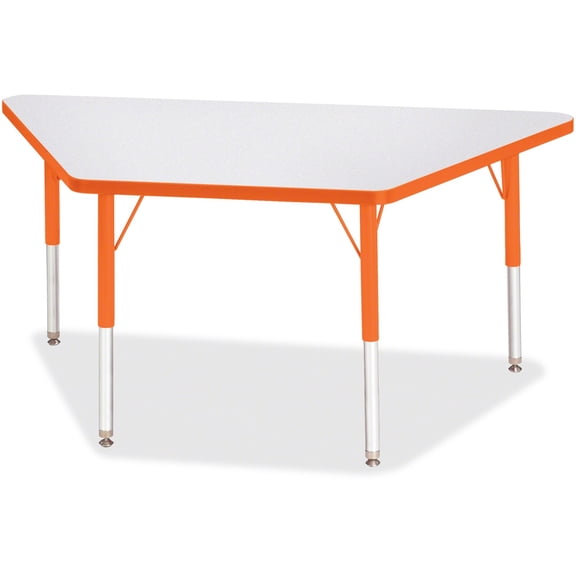 Trapezoid Activity Tables - 24" X 48", E-height - Freckled Gray/Orange/Gray