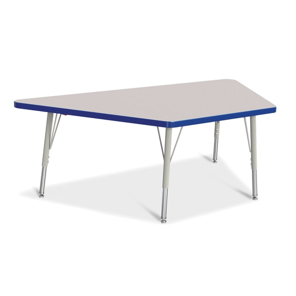 Trapezoid Activity Tables - 30" X 60", E-height - Freckled Gray/Blue/Gray