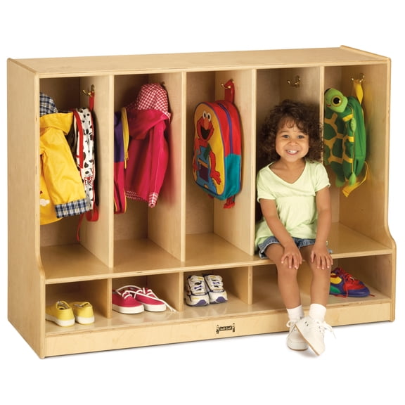 Toddler 5 Section Coat Locker with Step - without Cubbie-Trays