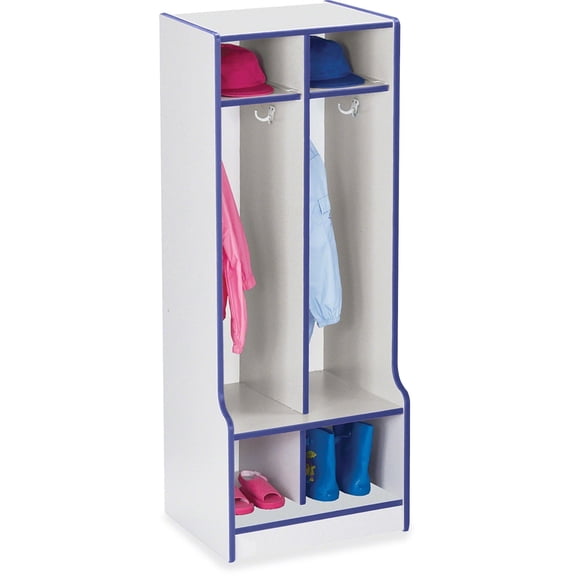 2 Section Coat Locker with Step - Blue