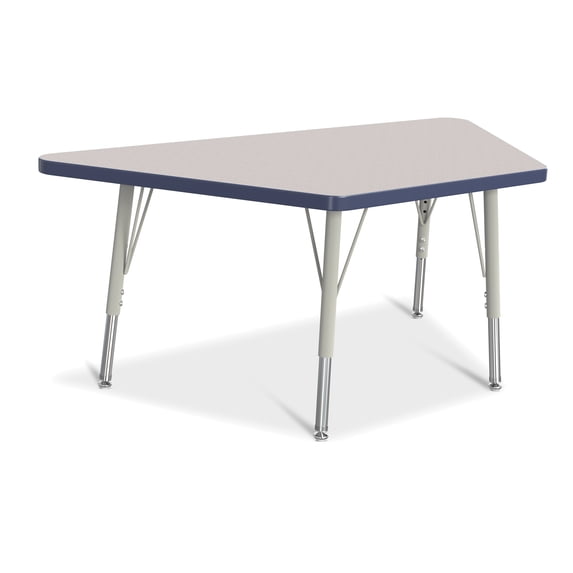 Trapezoid Activity Tables - 24" X 48", E-height - Freckled Gray/Navy/Gray