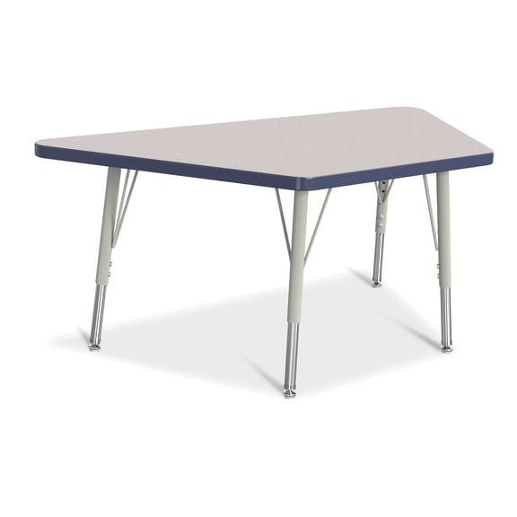 Trapezoid Activity Tables - 24" X 48", E-height - Freckled Gray/Navy/Gray