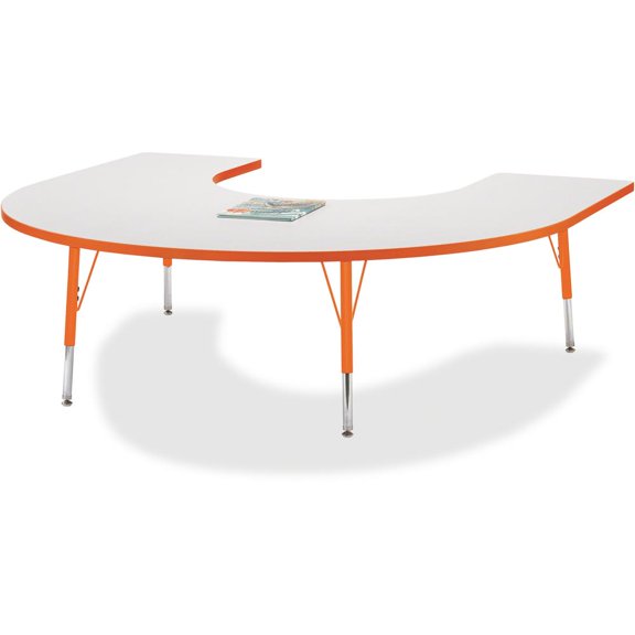 Horseshoe Activity Table - 66" X 60", E-height - Freckled Gray/Orange/Gray