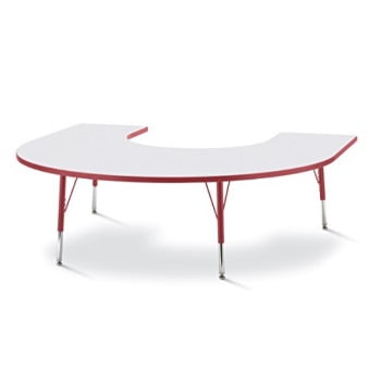 Horseshoe Activity Table - 66" X 60", E-height - Freckled Gray/Orange/Gray