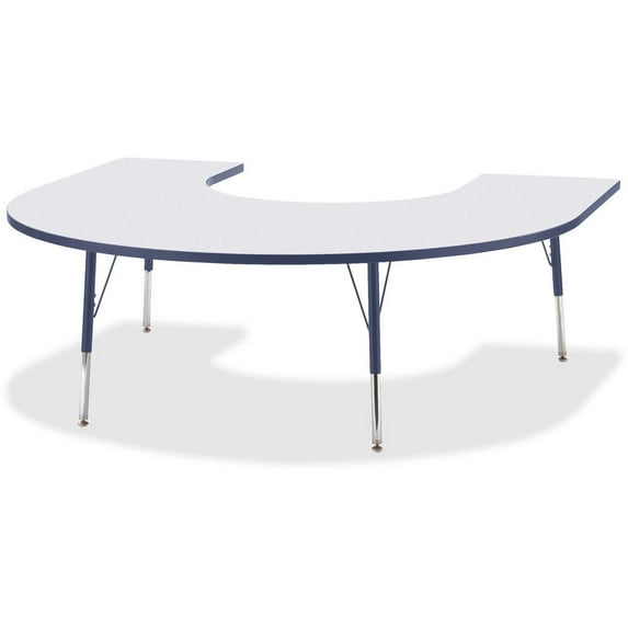 Jonti-Craft Berries Prism Horseshoe Student Table - Laminated Horseshoe-shaped, Navy Top - Four Leg Base - 4 Legs - Adjustable Height - 24" to 31" Adjustment - 66" Table Top Length x 60" Table Top...