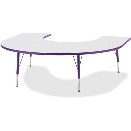 Jonti-Craft Berries Elementary Height Prism Edge Horseshoe Table - Laminated Horseshoe-shaped, Purple Top - Four Leg Base - 4 Legs - Adjustable Height - 15" to 24" Adjustment - 66" Table Top...