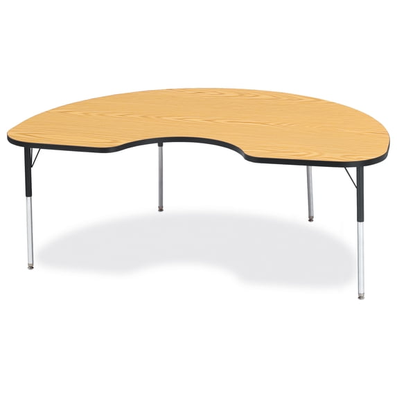 Kidney Activity Table - 48" X 72", A-height - Oak/Black/Black