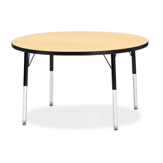Round Activity Table - 42" Diameter, E-height - Maple/Black/Black