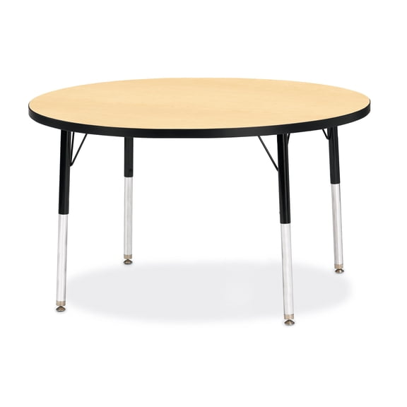 Round Activity Table - 42" Diameter, E-height - Maple/Black/Black