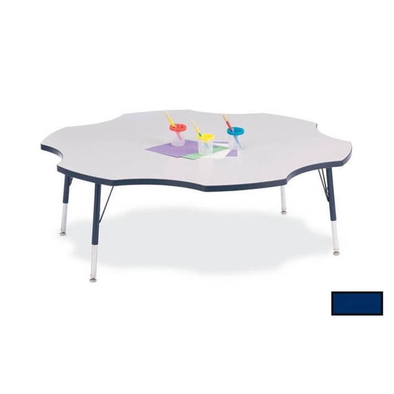 Six Leaf Activity Table - 60", E-height - Freckled Gray/Navy/Gray