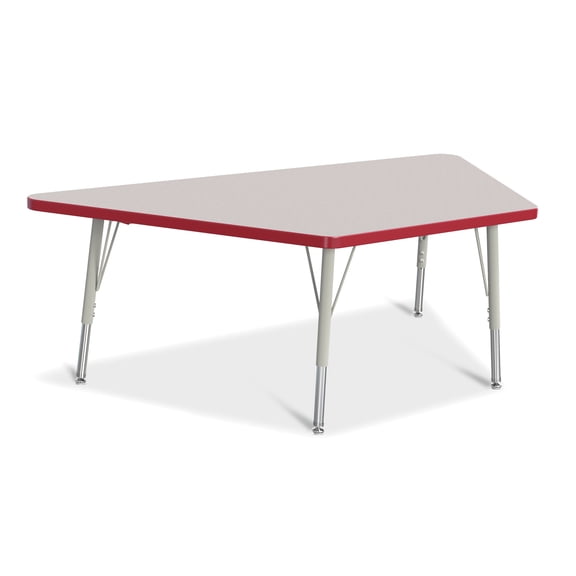 Trapezoid Activity Tables - 30" X 60", E-height - Freckled Gray/Red/Gray