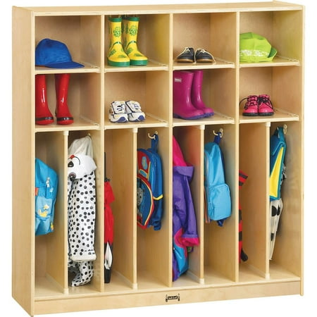 Jonti-Craft Neat-n-Trim Open Cubbie Storage Locker - 50.5" Height x 48" Width x 15" Depth - Double Hook, Stain Resistant, Non-yellowing, Sturdy, Light Duty - Wood Grain - Baltic Birch Plywood - 1...
