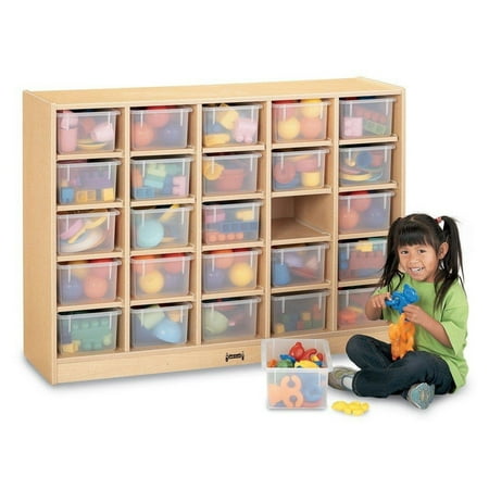 Jonti-Craft Rainbow Accents 25 Cubbie-trays Mobile Storage Unit - 35.5" Height x 48" Width x 15" Depth - Durable - Baltic - Acrylic, Rubber - 1 Each