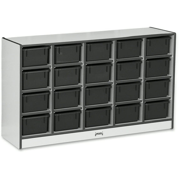 20 Cubbie-Tray Mobile Storage - with Trays - Black