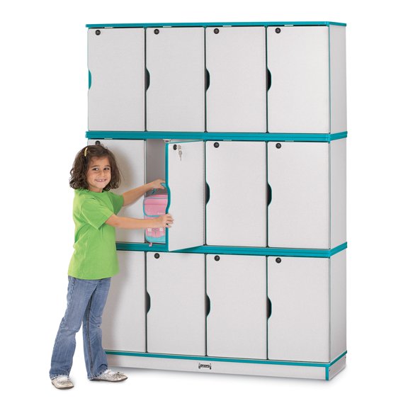 Stacking Lockable Lockers -  Triple Stack - Teal