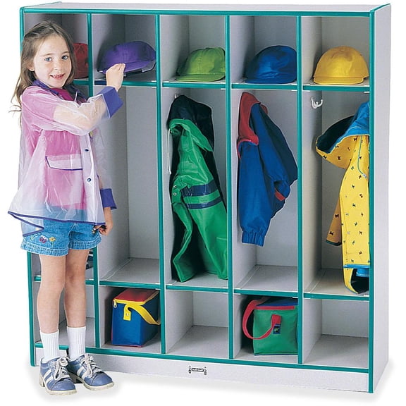 5 Section Coat Locker - Teal