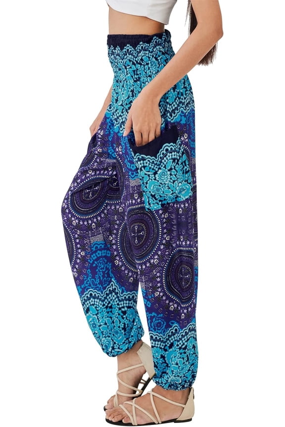 Joob Joob Boho Pants for Women - Hippie Harem Pants Women - Womens Yoga Pants – Comfy Bohemian Flowy Hippie Clothes