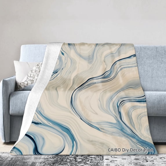 Joocar Abstract Marble Pattern Flannel Throw Blanket For Winter Gift Home Sofa Bed Decoration 60x80 inch