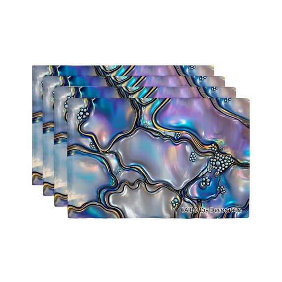 Joocar Abstract Marble Pattern Table Mats Set Of 4 For Home Kitchen Table Decor 12x18 inch