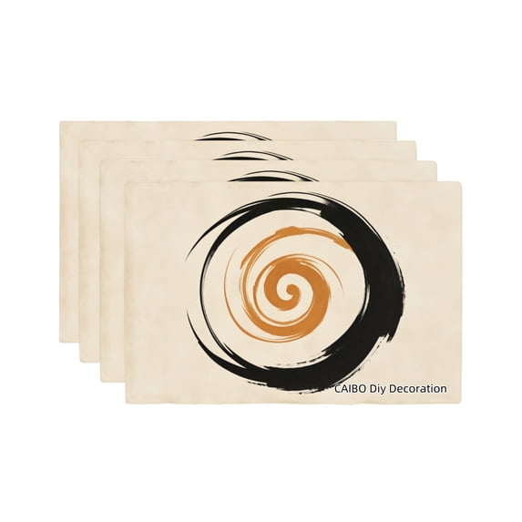 Joocar Abstract Spiral Design Linen Table Mats Set of 4 for Home Kitchen Table Decor 12x18 inch