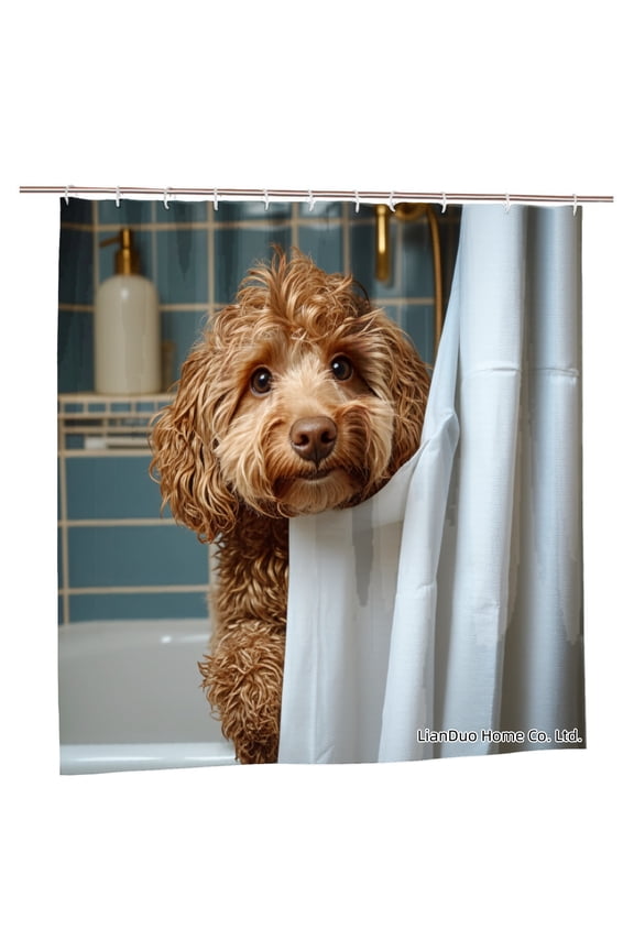 Adorable Dog In Shower Curtain For Home Bathroom Bath Tub Decoration 72x72 Inch