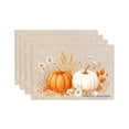 thumbnail image 1 of Joocar Autumn Pumpkin And Wheat Design Linen Table Mats Set Of 4 For Home Kitchen Table Decor 12x18 inch, 1 of 5