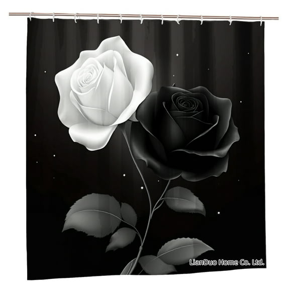 Joocar Black And White Rose Polyester Shower Curtain For Home Bathroom Bath Tub Decoration 72x72 Inch