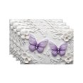 thumbnail image 1 of Joocar Butterfly And Flowers Embossed Design Linen Table Mats Set Of 4 For Home Kitchen Table Decor 12x18 inch, 1 of 5