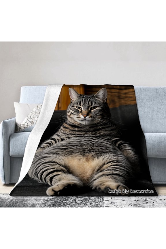 Cat Print Flannel Blanket For Winter Gift Home Sofa Bed Decoration 50x60 inch