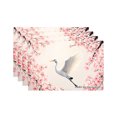 thumbnail image 1 of Joocar Cherry Blossom Crane Design Linen Table Mats Set Of 4 For Home Kitchen Table Decor 12x18 inch, 1 of 5