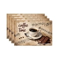 thumbnail image 1 of Joocar Coffee Time Music Notes And Chocolate Design Linen Table Mats Set Of 4 For Home Kitchen Table Decor 12x18 inch, 1 of 5