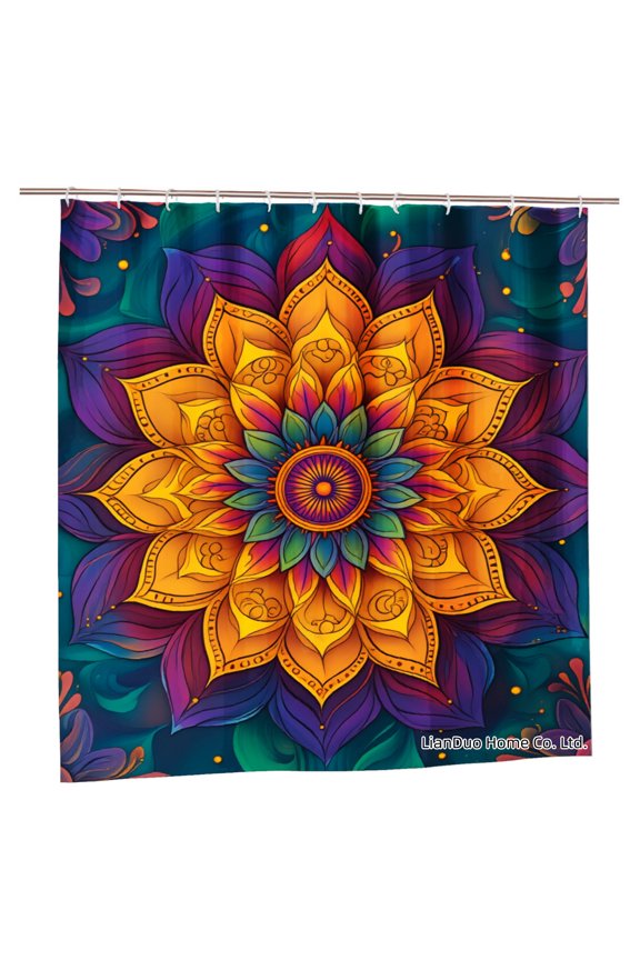 Colorful Mandala Flower Polyester Shower Curtain For Home Bathroom Bath Tub Decoration 72x72