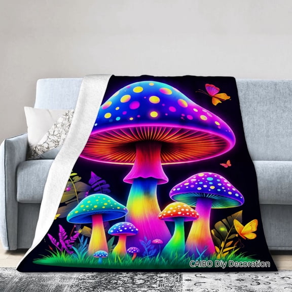 Joocar Colorful Mushroom Fantasy Fleece Blanket For Winter Gift Home Sofa Bed Decoration 50x60 inch