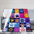 thumbnail image 1 of Joocar Colorful Paw Print Flannel Blanket For Winter Gift Home Sofa Bed Decoration 60x80 inch, 1 of 5