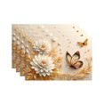 thumbnail image 1 of Joocar Elegant Floral And Butterfly Design Linen Table Mats Set Of 4 For Home Kitchen Table Decor 12x18 inch, 1 of 5