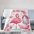 thumbnail image 1 of Joocar Flamingo Pink Bath Scene Fleece Throw Blanket You Sassy Thing For Winter Gift Home Sofa Bed Decoration 40x50 inch, 1 of 5