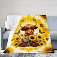 thumbnail image 1 of Joocar Flannel Throw Blanket With Cute Cow And Sunflowers Design For Winter Gift Home Sofa Bed Decoration 60x80 inch, 1 of 5