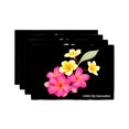 thumbnail image 1 of Joocar Floral Design Black Background Plumeria Flower Print Linen Table Mats Set Of 4 For Home Kitchen Table Decor 12x18 inch, 1 of 5