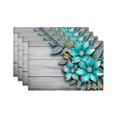thumbnail image 1 of Joocar Floral Design Wood Texture Placemats Set Of 4 For Home Kitchen Table Decor 12x18 inch Linen Table Mats Set Of 4 For Home Kitchen Table Decor 12x18 inch, 1 of 5