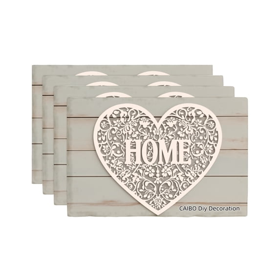 Joocar Heart Home Design Linen Table Mats Set Of 4 For Home Kitchen Table Decor 12x18 inch