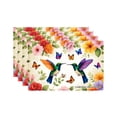 thumbnail image 1 of Joocar Hummingbird And Flower Pattern Linen Table Mats Set Of 4 For Home Kitchen Table Decor 12x18 inch, 1 of 5