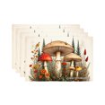 thumbnail image 1 of Joocar Mushroom Forest Design Linen Table Mats Set Of 4 For Home Kitchen Table Decor 12x18 inch, 1 of 5
