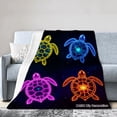 thumbnail image 1 of Joocar Neon Turtle Pattern Fleece Blanket For Winter Gift Home Sofa Bed Decoration 40x50 Inch, 1 of 5